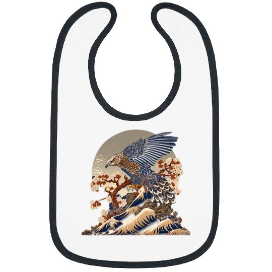 Surrealism Japanese Painting Hawk 3 Bibs