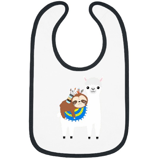 Funny Sloth Riding Llama Dad Mom Boy Girl Party Gift Bibs