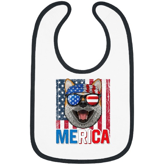Dog Shiba Inu Merica Shiba Inu Dog 4th of July Gifts American Flag Bibs