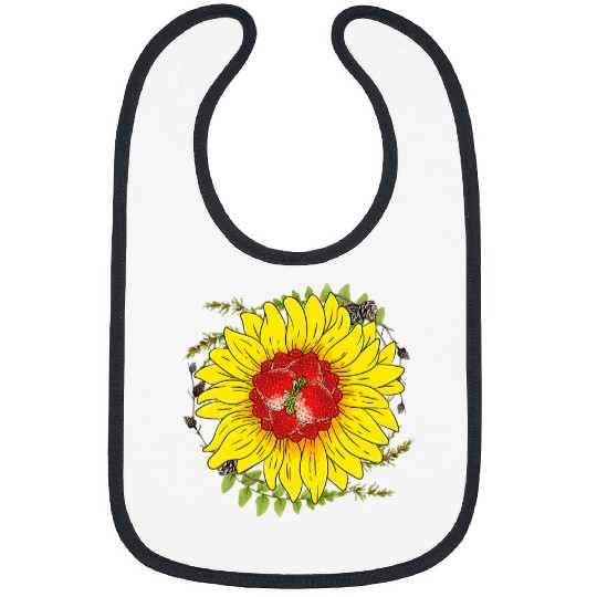 Flower Blossom Red Berry Gardener Strawberry Sunflower Bibs