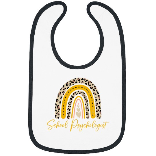 Leopard Rainbow Back To School Psychologist Novelty Apparel Bibs