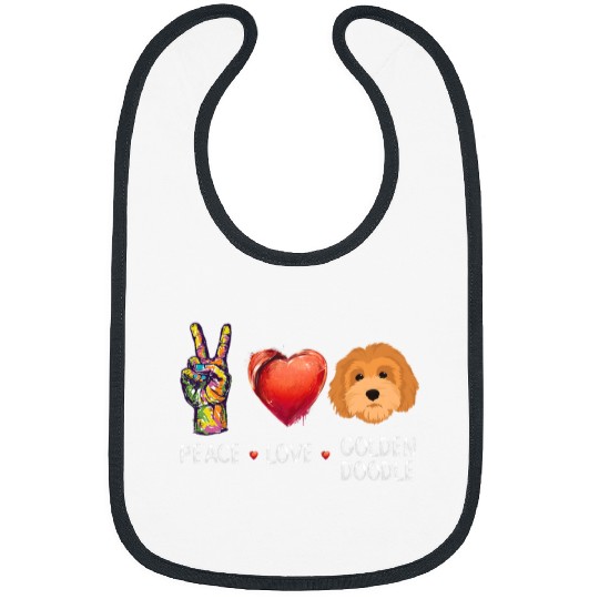 Goldendoodle peace love Goldendoodle gift for men women kids doodle dog 3 Doodle Dog Bibs