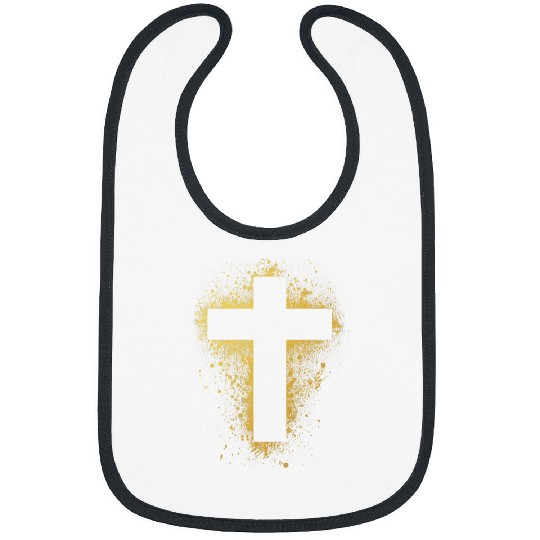Gold Effect Crucifix paint splatter art God amen Bibs