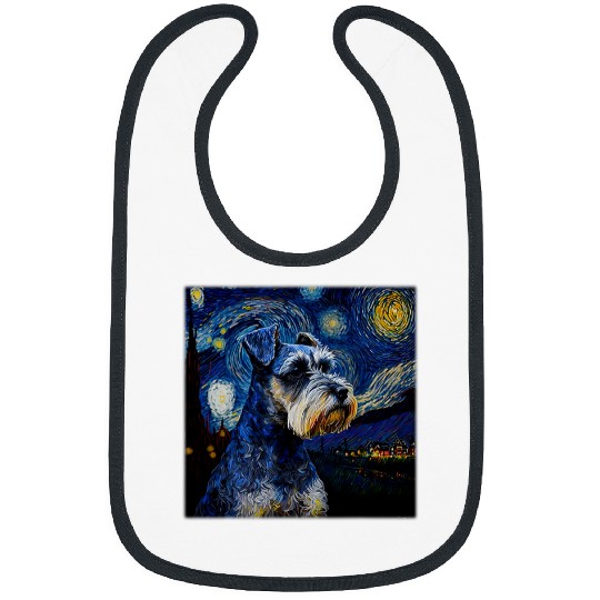 Dog Schnauzer Surrealism Starry Night Miniature Schnauzer dog Bibs