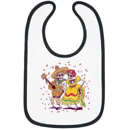 Skeletons Skulls Happy Dancers Sugar Skull Calavera Dia De Los Muertos Party Skull Bibs