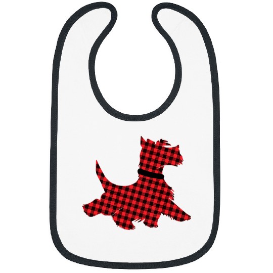 Dog Scottish Terrier Scottie Dog RedBlack Plaid Bibs