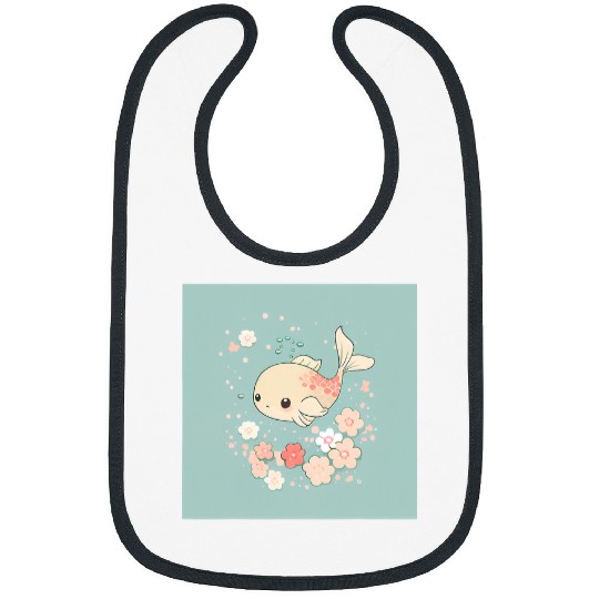 Swimming Pool Cute Kawaii Koi Fish swimming with cherry blossom flowers Bibs