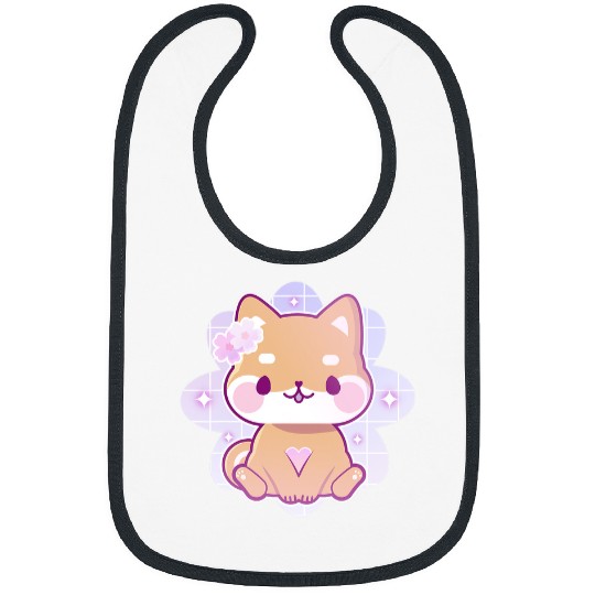 Dog Shiba Inu Kawaii Shiba Inu Pastel Goth Sakura Flower Bibs