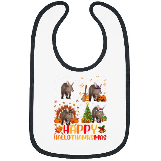 Halloween Thanksgiving Christmas Aardvark Hallothanksmas Bibs
