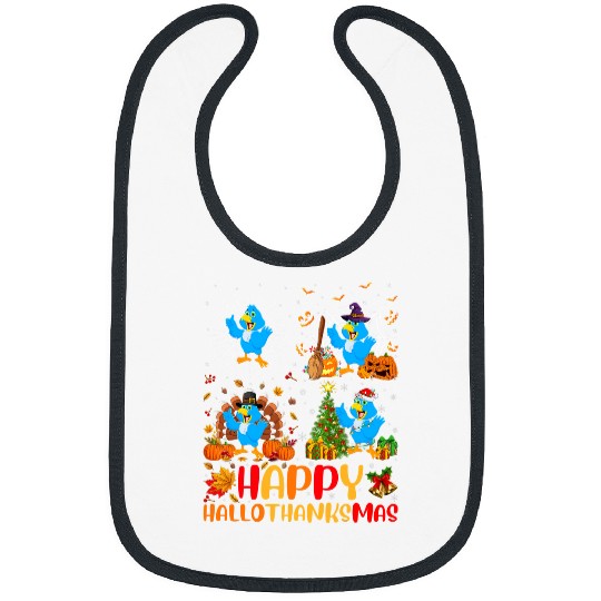 Halloween Thanksgiving Christmas Bluebird Hallothanksmas Bibs