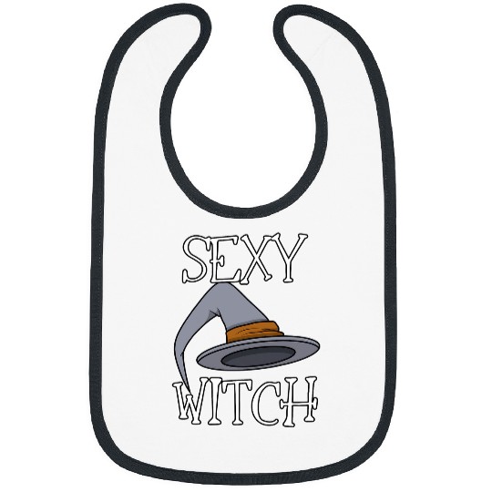 Funny Halloween Sexy Witch With Witch Hat Art On It Bibs