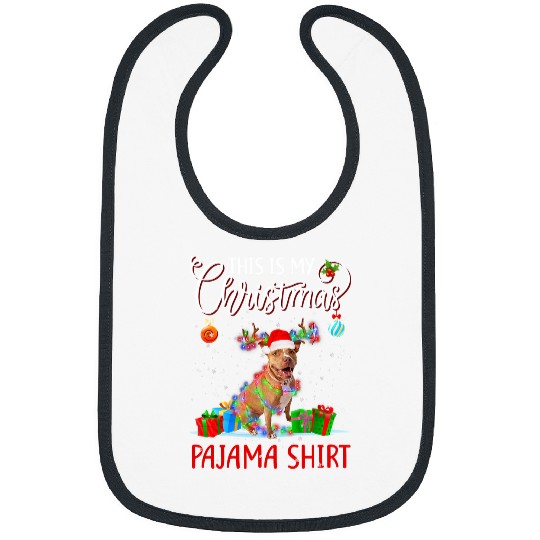 Bully This is My Christmas Pajama Pitbull Christmas Lights 302 Pitbull Dog Bibs