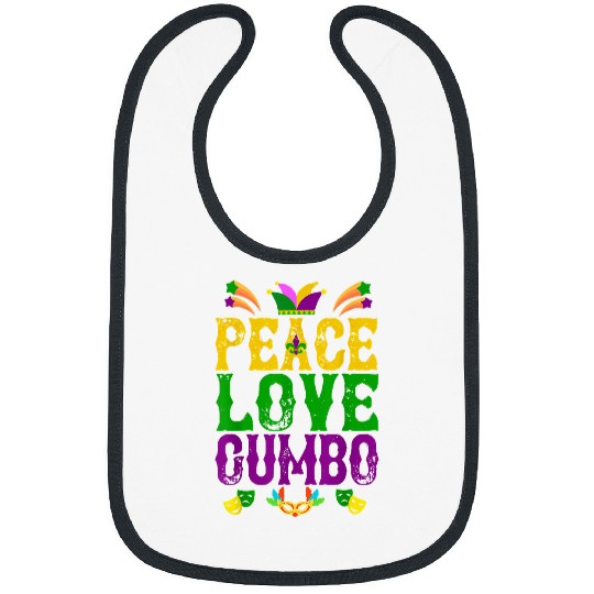 PEACE LOVE GUMBO Mardi Gras For Men Women Bibs