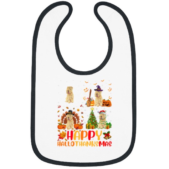 Halloween Christmas Funny Wheaten Terrier Dog Hallothanksmas Bibs