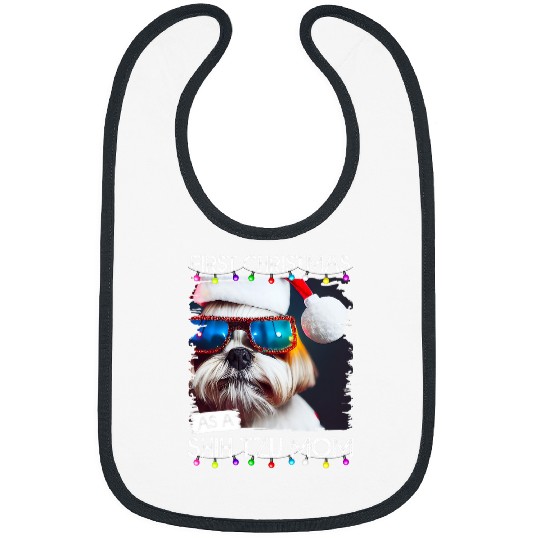 First Christmas as a Shih Tzu mom Bibs