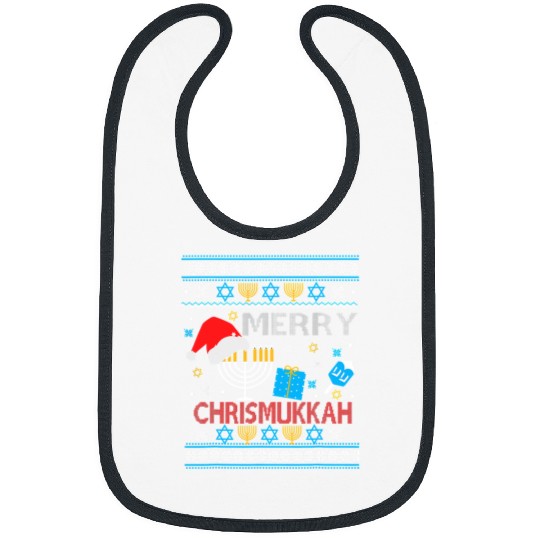 Hanukkah Jewish Merry Christmas Chrismukkah Ugly Sweater132 Bibs