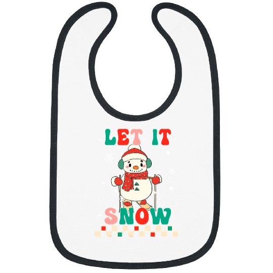Let It Snow Snowman Groovy Retro Christmas Holiday Boy Girl124 Bibs