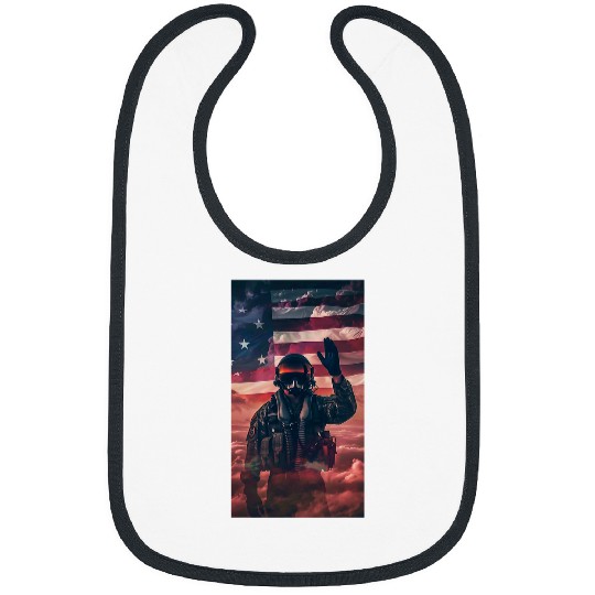 Patriotic Fighter Jet Pilot Military Pilot Salute Bibs