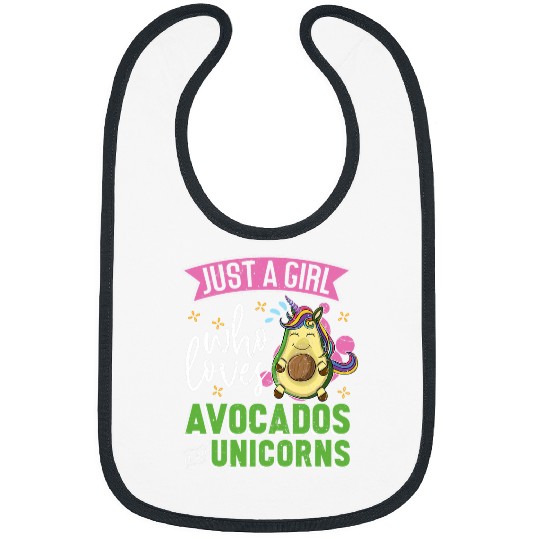 Mythical Animal Cute Avocado Lover Girls Women Unicorn Bibs