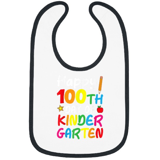 Happy 100th Day of Kindergarten Teacher or Student 3 Bibs