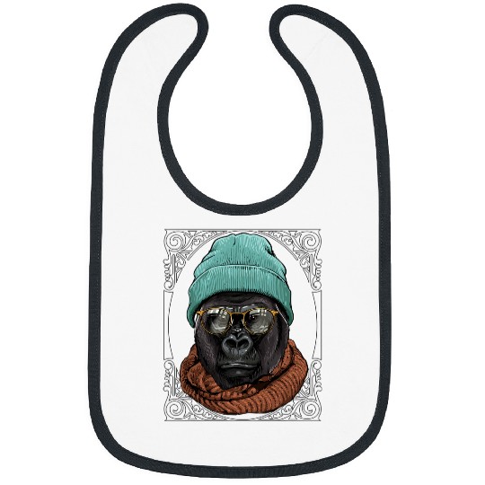 Hipster Gorilla With Glasses Great Ape Primate Animal Lover 559 Bibs