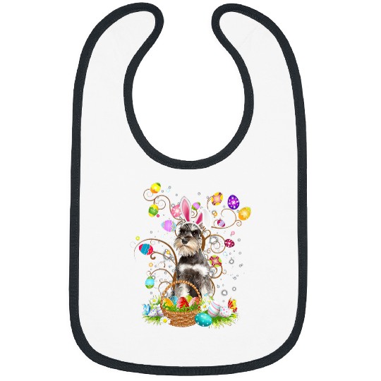 Dog Schnauzer Cute GREY Miniature Schnauzer Egg Easter Day Dog Dad Bibs