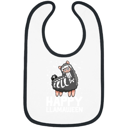 Skeletons Skulls Happy Llamaween Llama Skeletons Halloween Costume 2 Skull Bibs