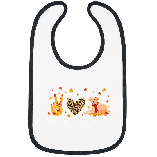 Labrador Lab Dog Peace Love Labrador Retriever Funny Fall Leaves Thanksgiving Bibs