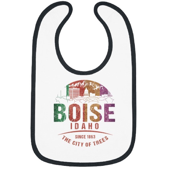 Boise Idaho City of Trees Grunge Art Graphic Novelty Bibs