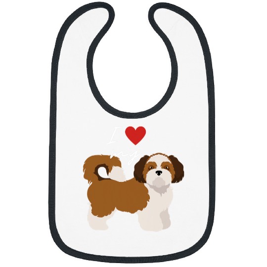 I Love My Fawn White Shih Tzu Dog Lover Bibs