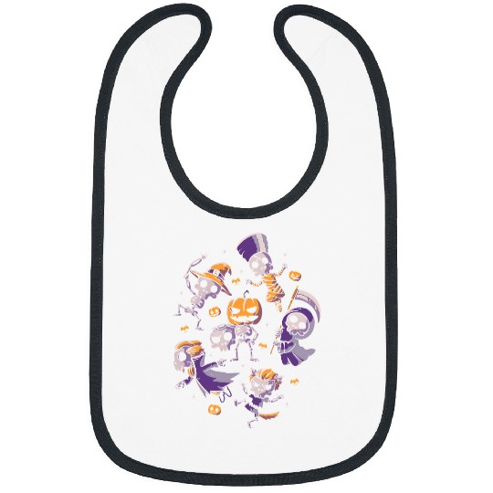 Skeletons Skulls Funny Halloween Skeletons Partying Cute Creepy Skulls548 Skull Bibs