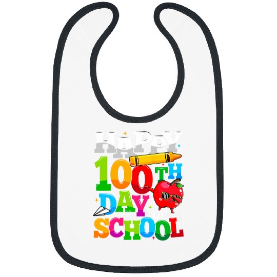 Happy 100th Day Of School Apple  Teacher Student Bibs
