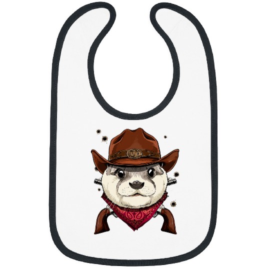 Otters Western Cowboy Otter Country Music Rodeo Howdy Animal Lover Bibs