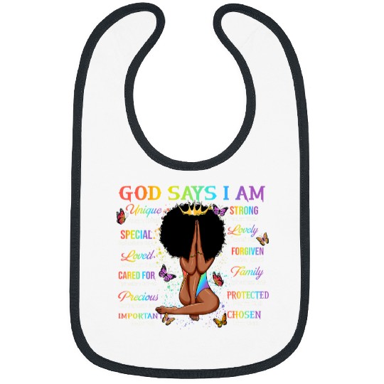 African American God Says I Am Black Girls Afro Women Pride Bibs