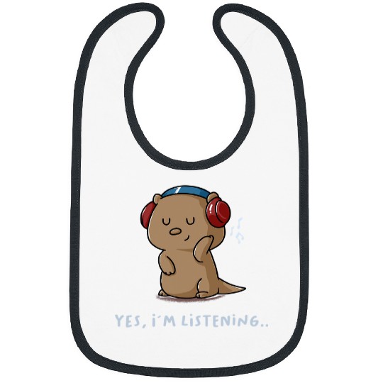 Otters Yes I m Listening Introvert Music Fan Nerd Otter Geek Bibs