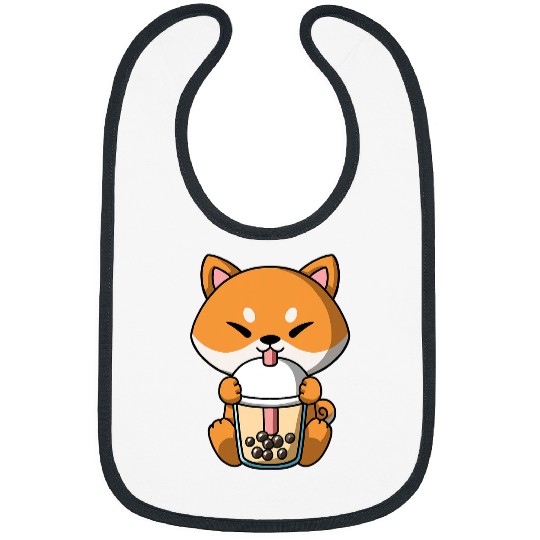 Dog Shiba Inu Kawaii Shiba Inu Dog Boba Milk Tea Bubble Tea Anime Bibs