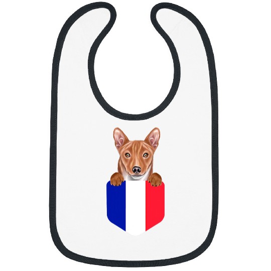 Dog Basenji France Flag Basenji Dog In Pocket Bibs