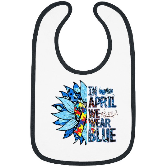 Autism Awareness Leopard Sunflower In April We Wear Blue Neurodiverse Bibs