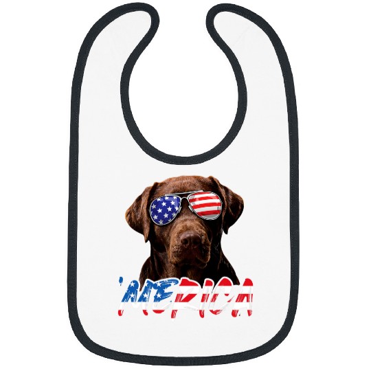 Labrador Lab Dog Chocolate Labrador 4th July American Flag Patriotic Lab Dog Bibs