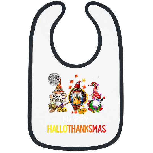 Halloween Thanksgiving Christmas Happy HalloThanksMas Gnomes 224 Bibs