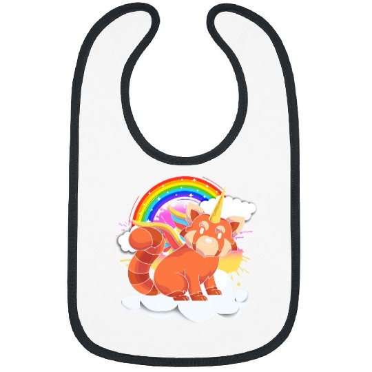 Red Pandacorn Zoo Animal Rainbow Fantasy Unicorns Red Panda Bibs