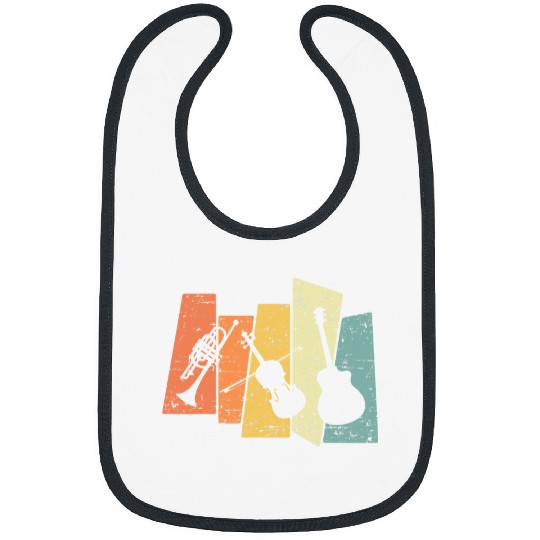 Trumpet Lover Retro vintages Musical Instruments Trumpet Violin Guitar Bibs