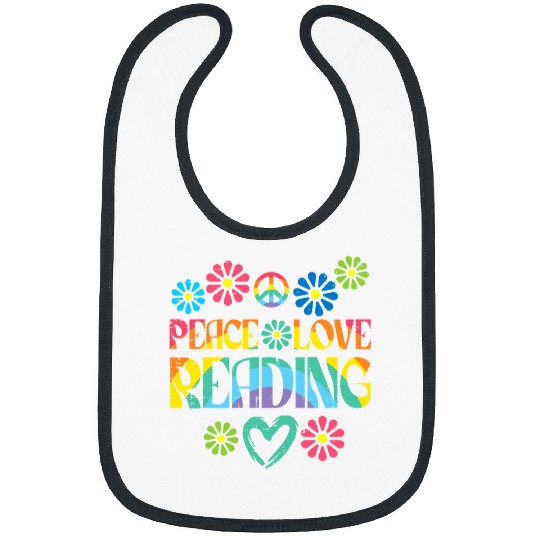 Reading Book Peace Love Reading Tie Dye Book Lover Bookworm Librarian Reader Bibs