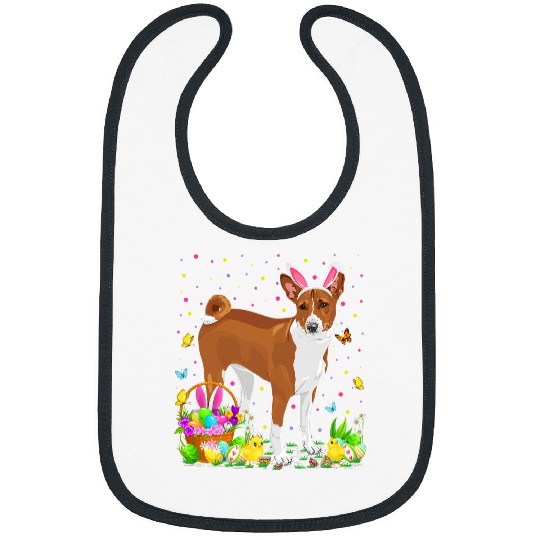 Dog Basenji Easter Basenji Dog Bunny Egg Hunting Basenji Easter Sunday Bibs