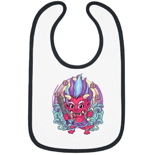 Kawaii Oni Japanese Demon Devil Harajuku Aesthetic Pastel 68 Bibs