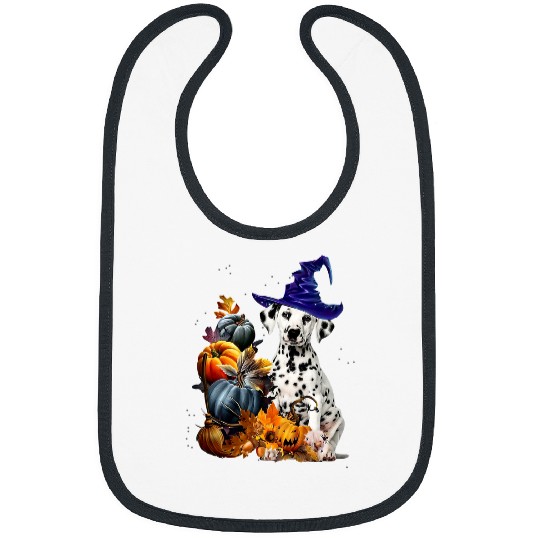 Dalmatian Witch And Pumpkins Halloween Thanksgiving Day 257 Dog Lover Dalmatians Dog Bibs