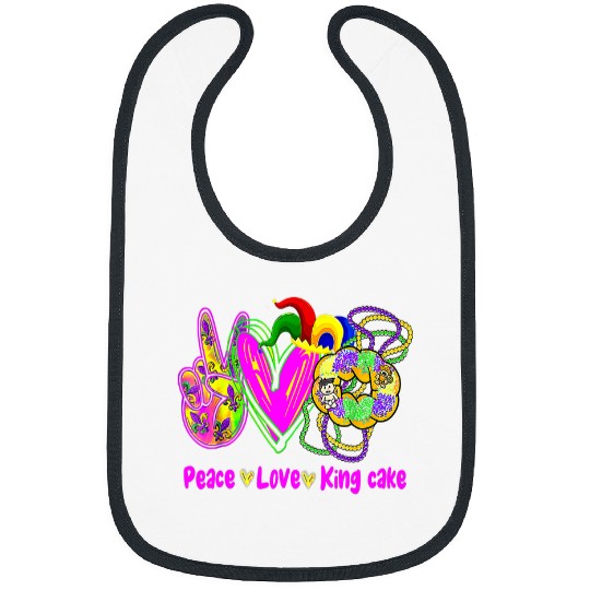 Peace Love King Cake Funny Mardi Gras Festival Party Costume Bibs
