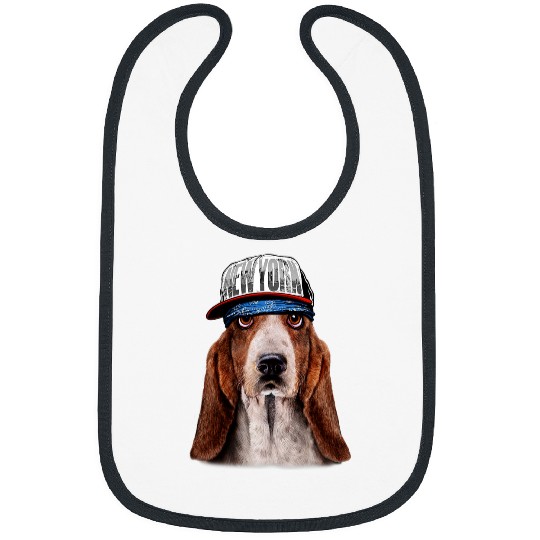 Dog Basset Hound T Rapper Basset Hound Dog in Hip Hop Hat New York Bibs
