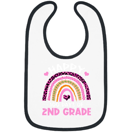 Teacher Job Funny 2nd Grade Happy 100 Days Of School Boho Rainbow Bibs