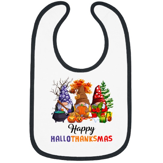 Halloween Thanksgiving Christmas Happy HalloThanksMas Gnomes 345 Bibs